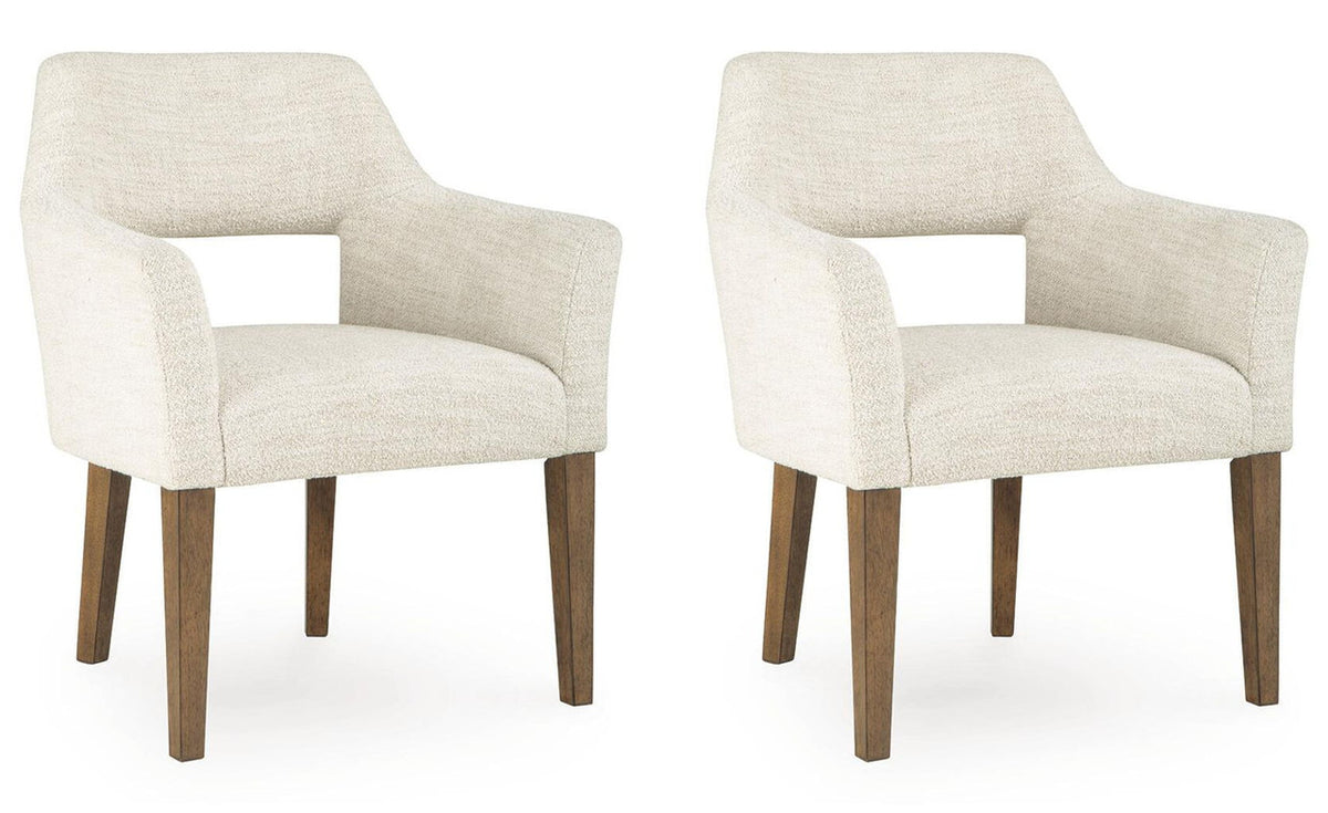 Marxmore - Dining Upholstered Arm Chair (Set of 2) - Beige / Brown