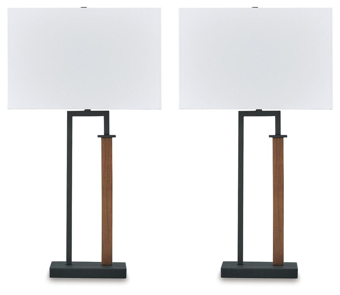 Voslen - Metal Table Lamp (Set of 2) - Black / Brown