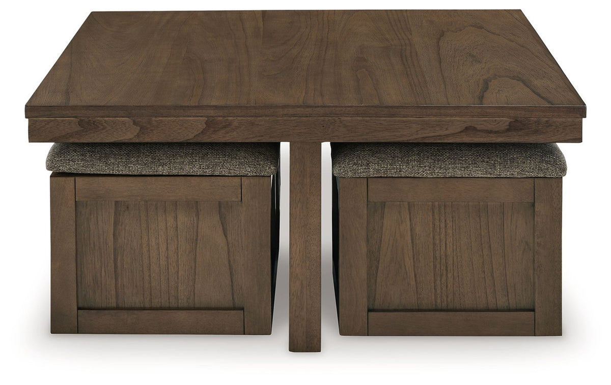Boardernest - Cocktail Table With 4 Stools (Set of 5) - Brown