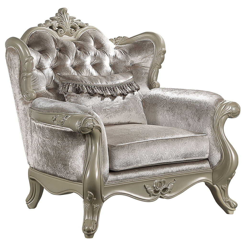 Libertee - Chair With Pillow - Beige Fabric & Champagne