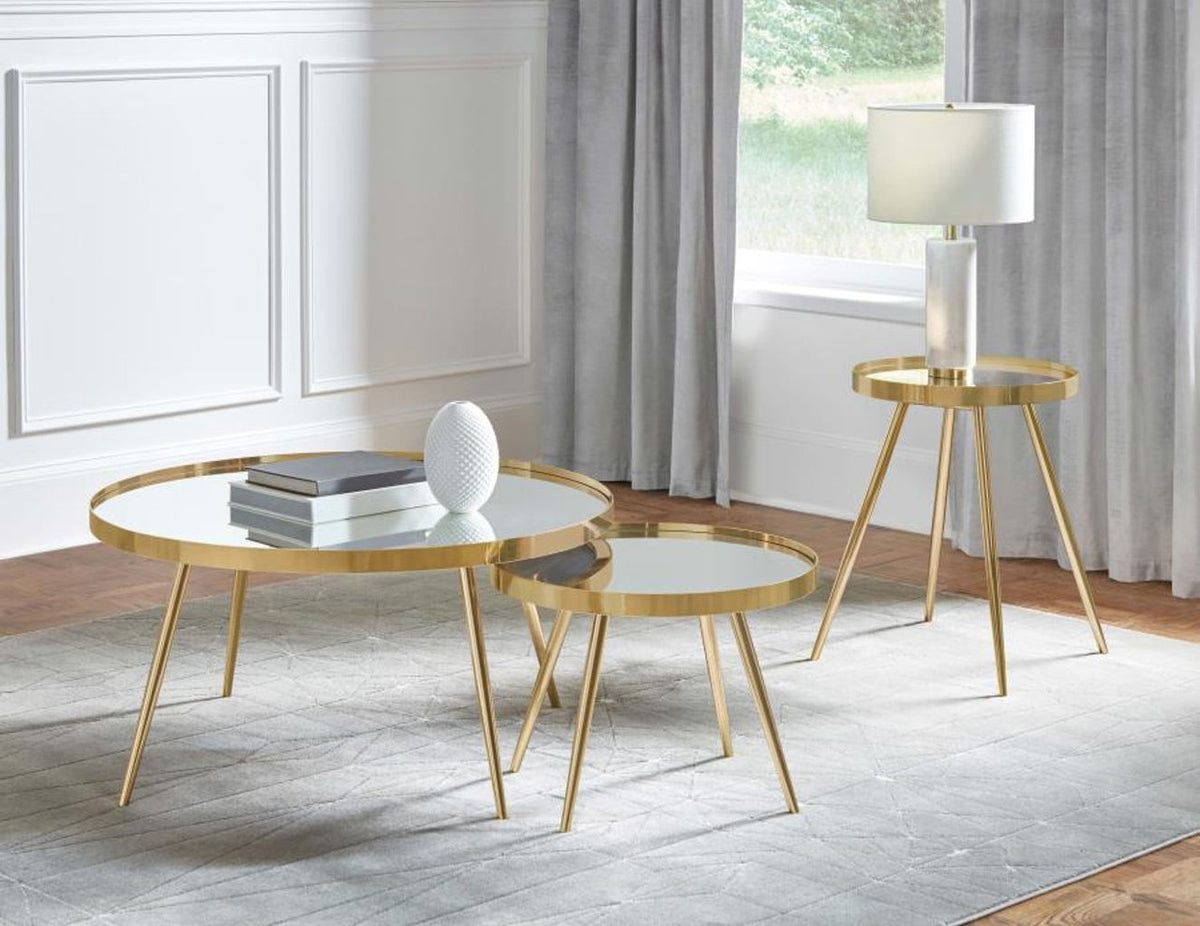 ROSELYN 2 Piece Mirror Top Nesting Coffee Table