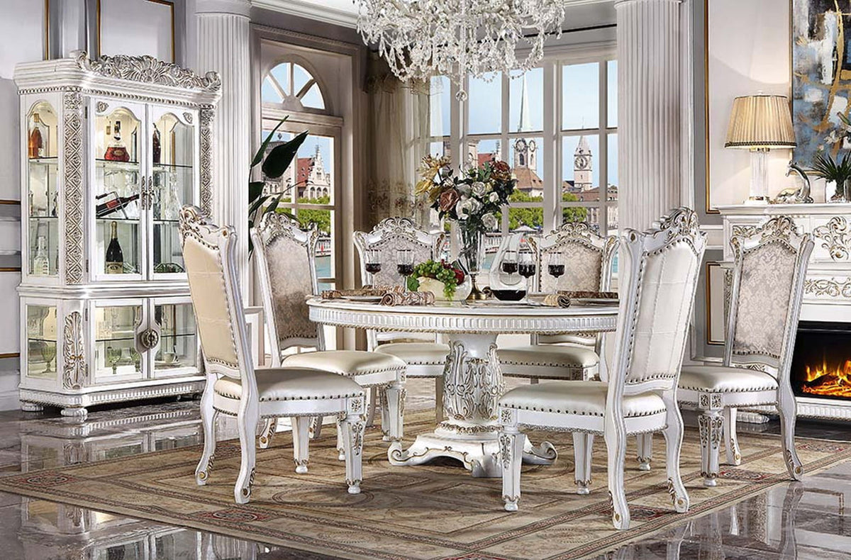 Vendome - 76" Round Dining Table With Pedestal Base - Antique Pearl