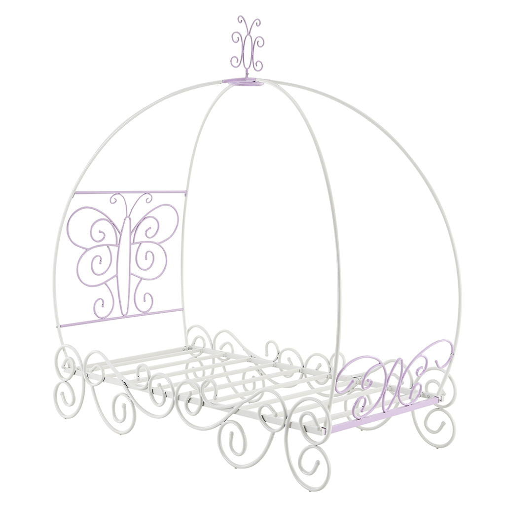 Priya II - Full Bed With Canopy - White & Light Synthetic Leather Rple