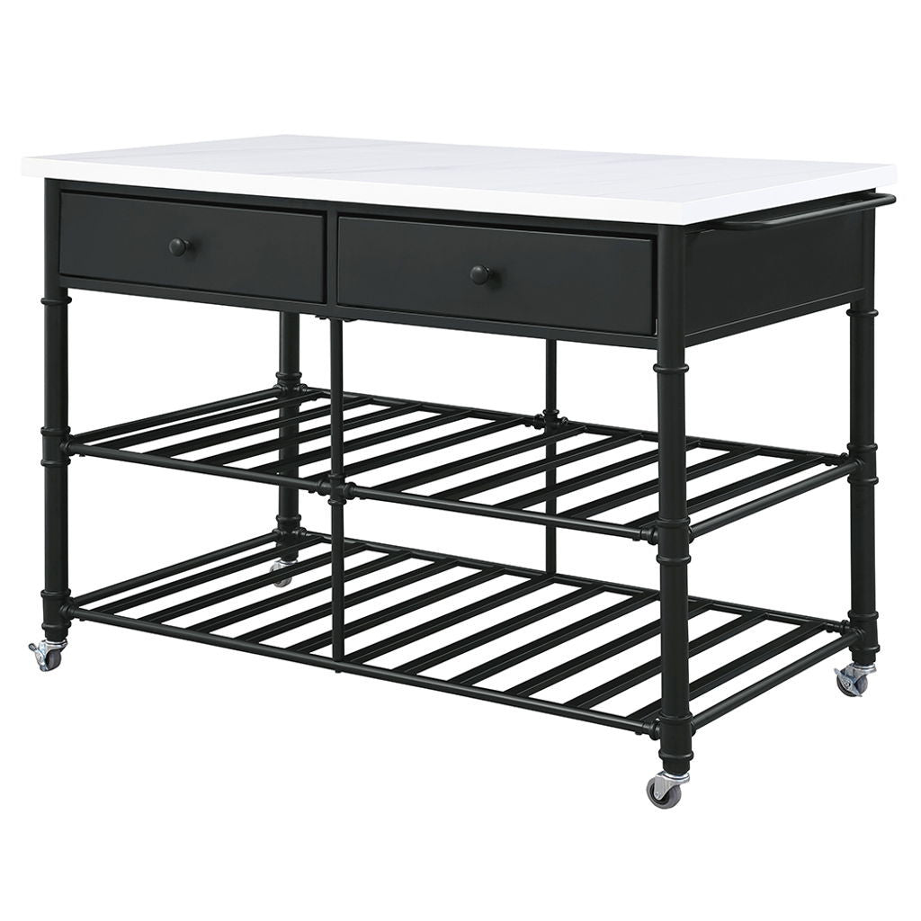 Emery - Kitchen Island - White Cultured Marble Top & Gray