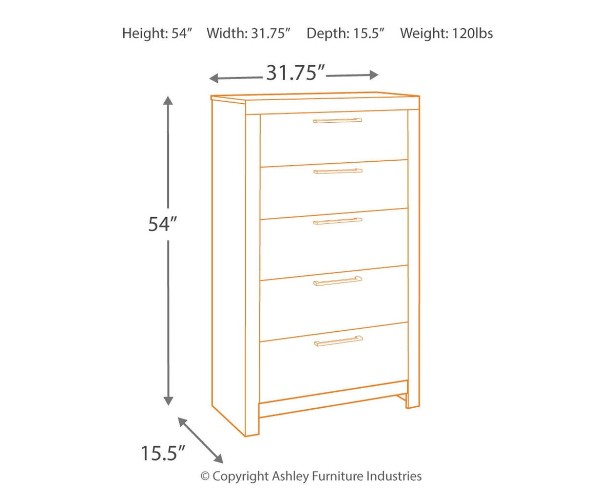 Derekson - Five Drawer Chest - Multi Gray