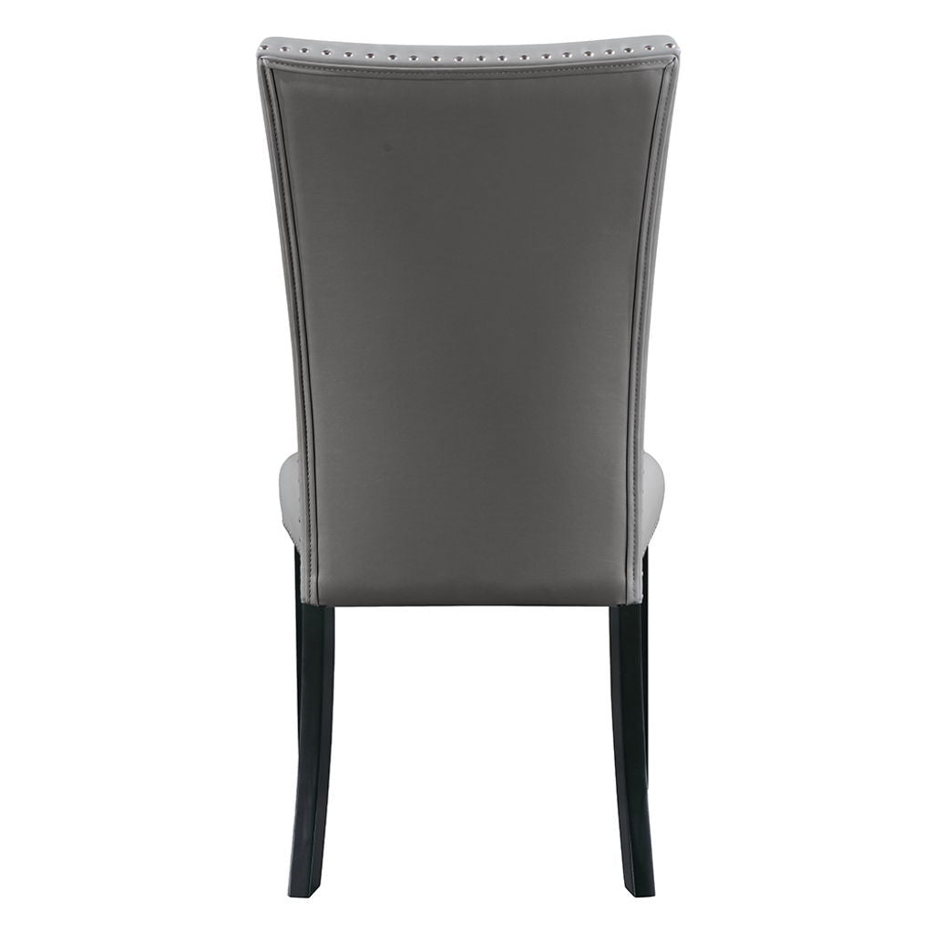 Caralin - Side Chair (Set of 2) - Gray Synthetic Leather & Black