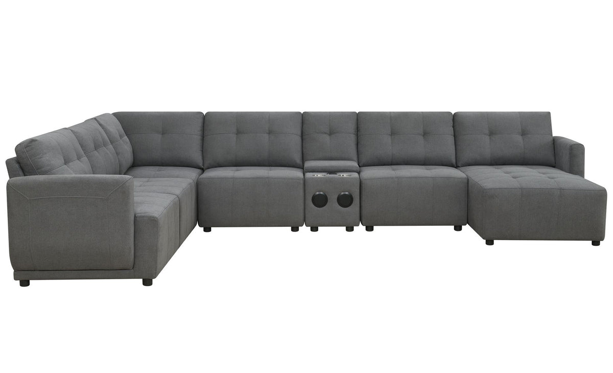 LAURENT Gray 7-PC Sectional with USB Console