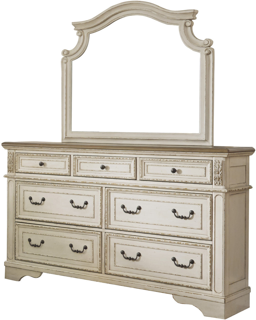 DELREY White 64" Wide Dresser & Mirror