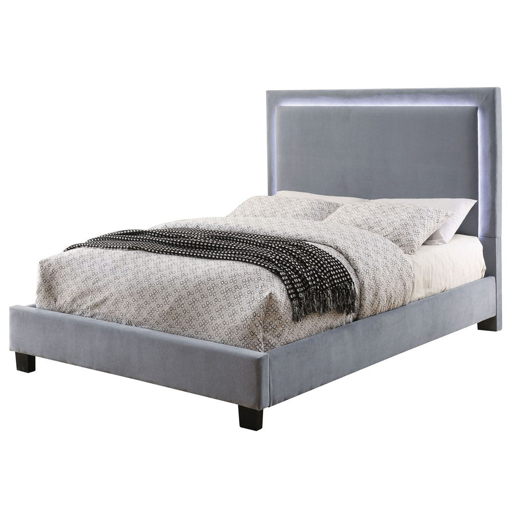 STAMFORD Gray Fabric Bed with LED Glow