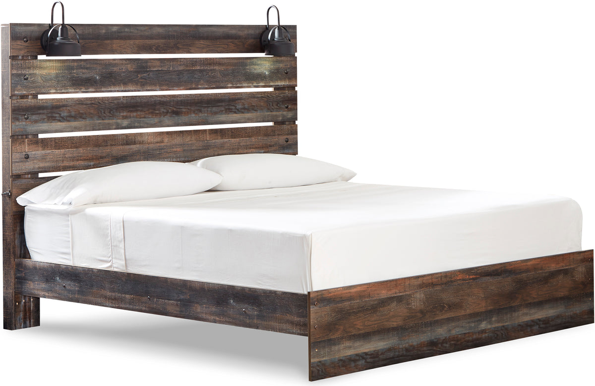 EMEK Brown 61" Height Bed with LED Light Sconces