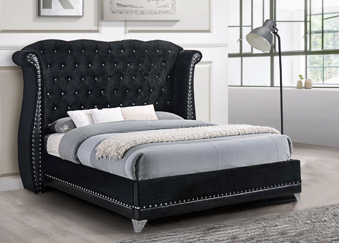 GORGIANA Black Velvet 63" Height Platform Bed