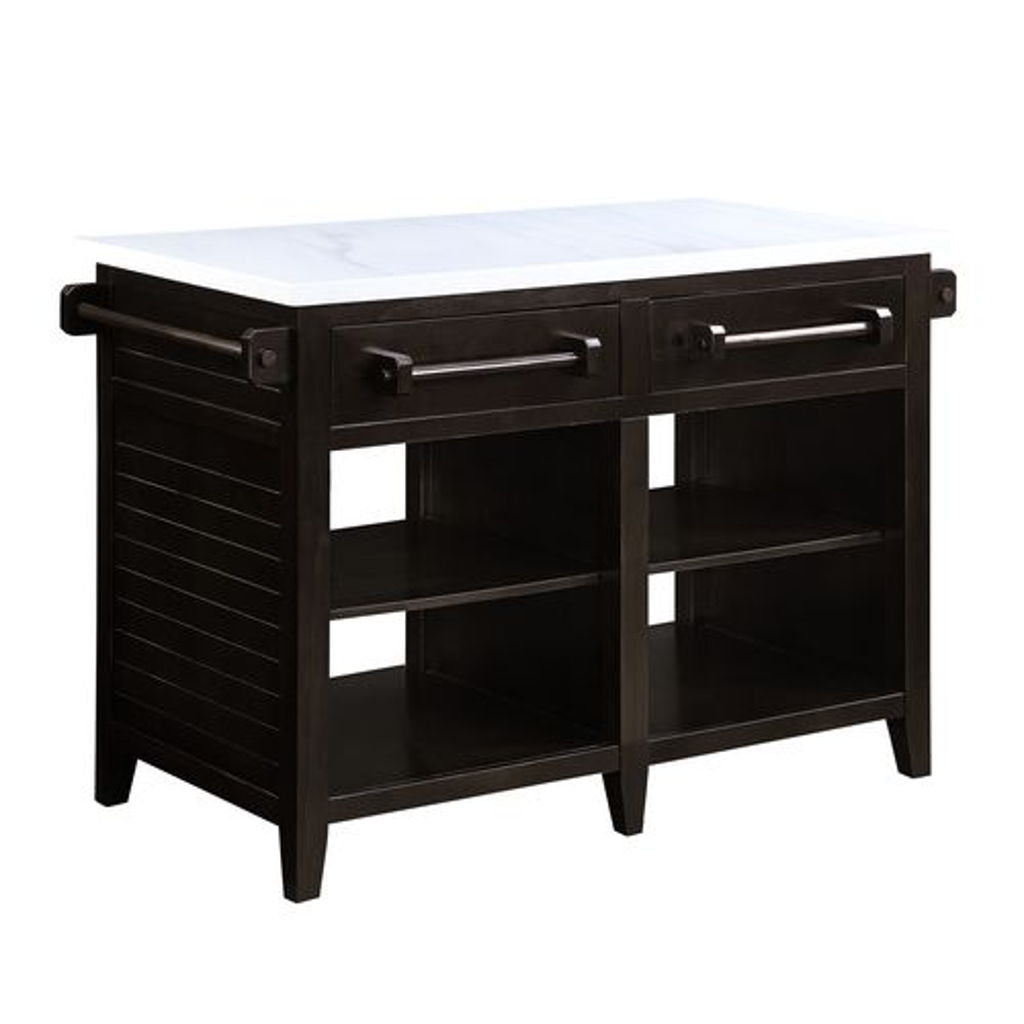 Darwid - Kitchen Island - Marble Top Top & Espresso