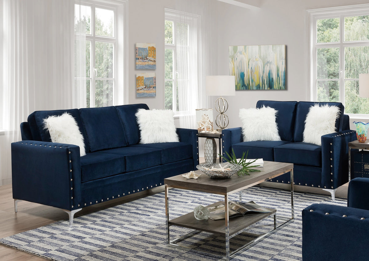 Melon Navy Sofa & Loveseat