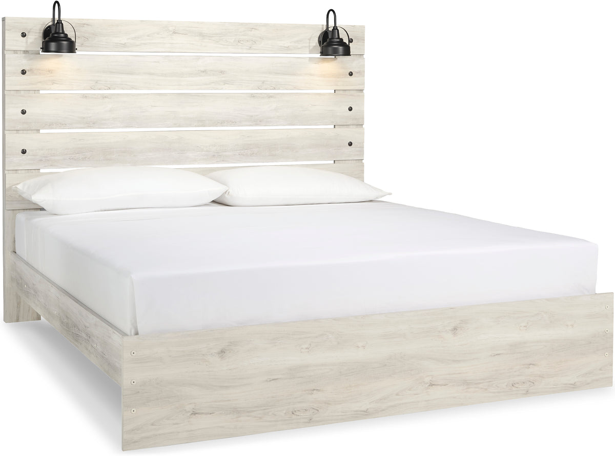 EMEK White 61" Height Youth Bed with LED Light Sconces