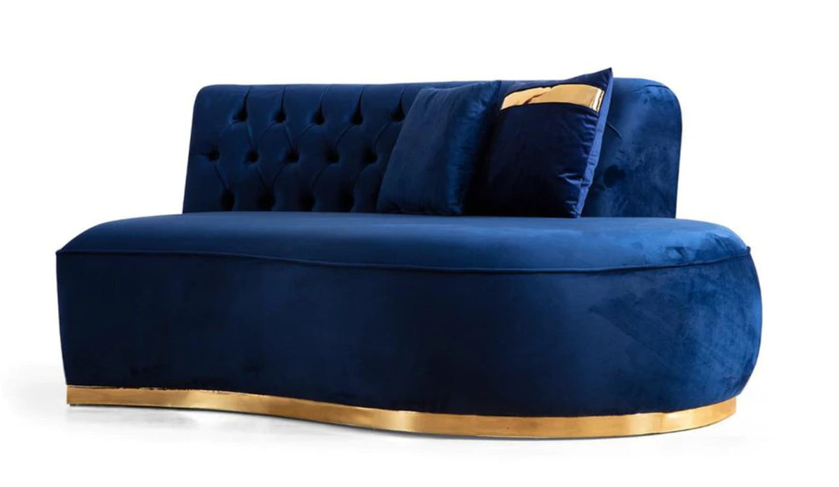 ANGELICA Blue Velvet 130" Wide Curved Sectional