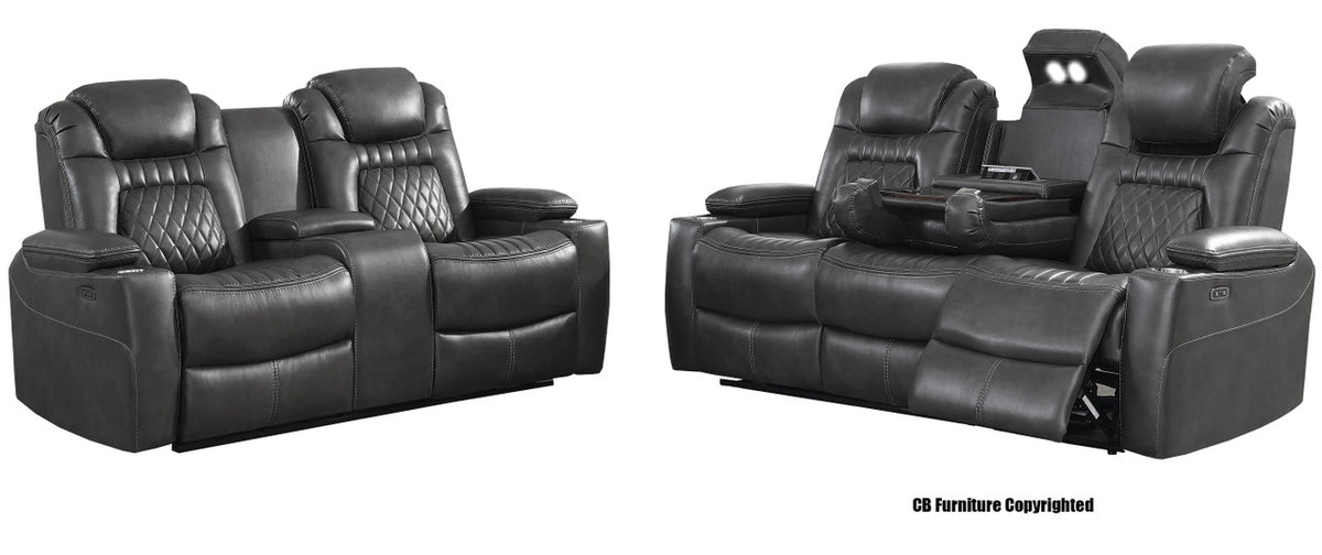 SENATOR Charcoal Powered Reclining Sofa & Loveseat