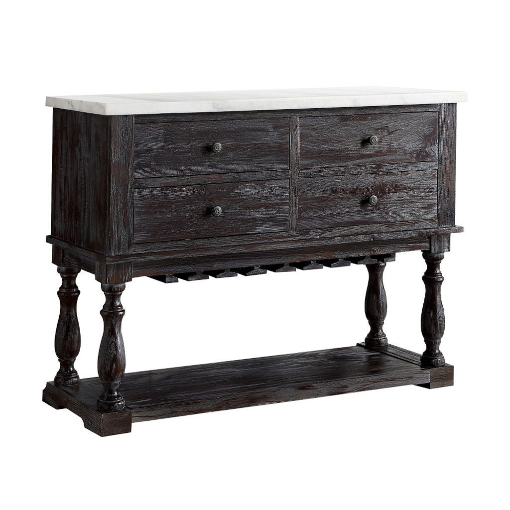Gerardo - Server - White Marble Top & Weathered Espresso