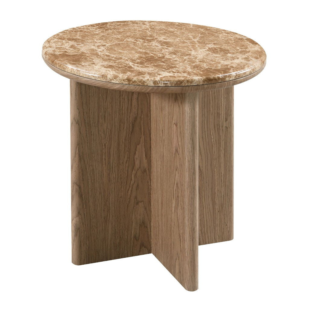 Markku - End Table With Natural Marble - Oak