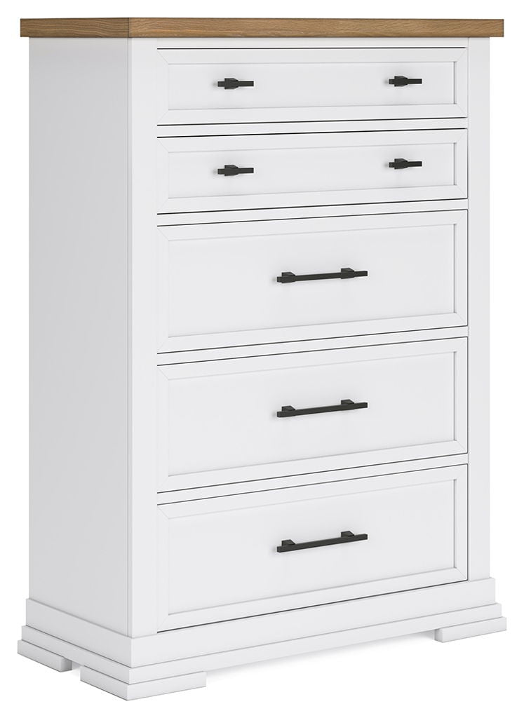 Ashbryn - Five Drawer Chest - White / Natural