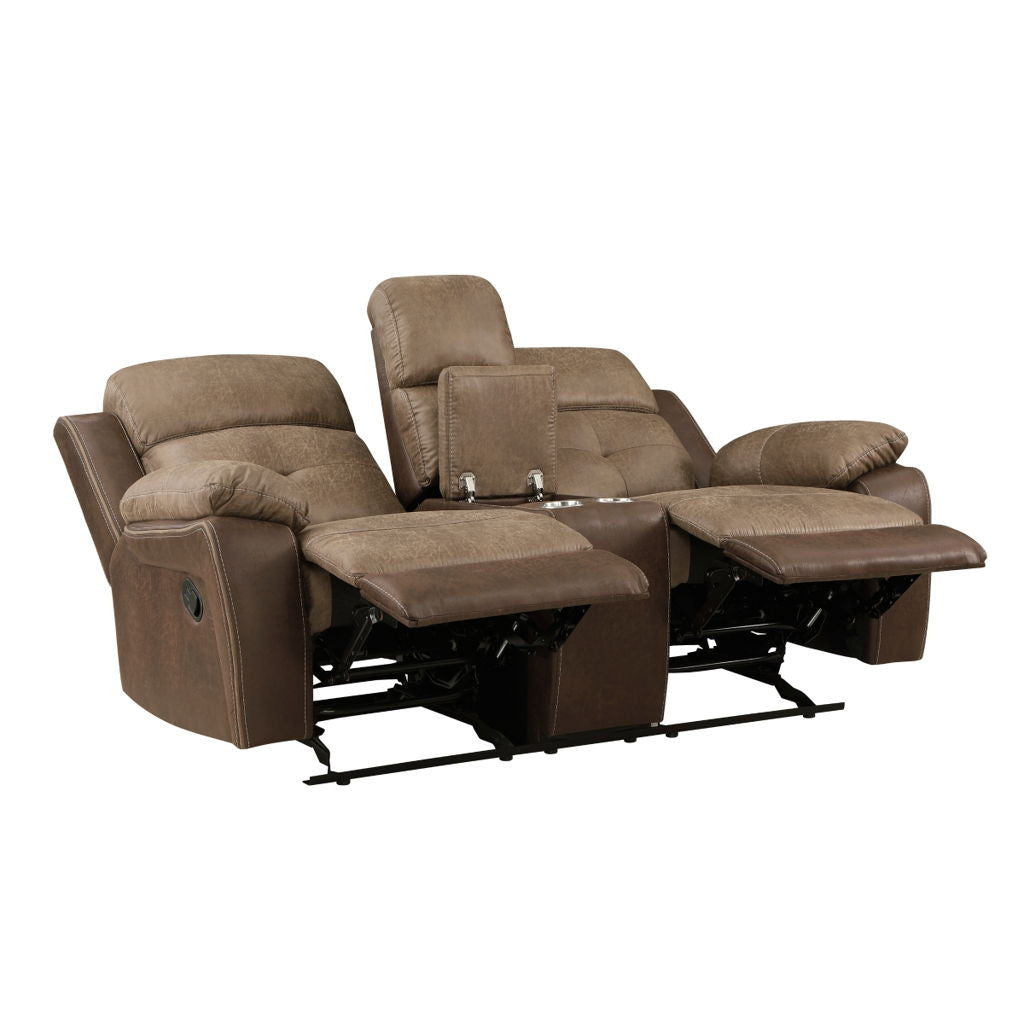 Glendale - Double Glider Reclining Loveseat With Center Console - Brown