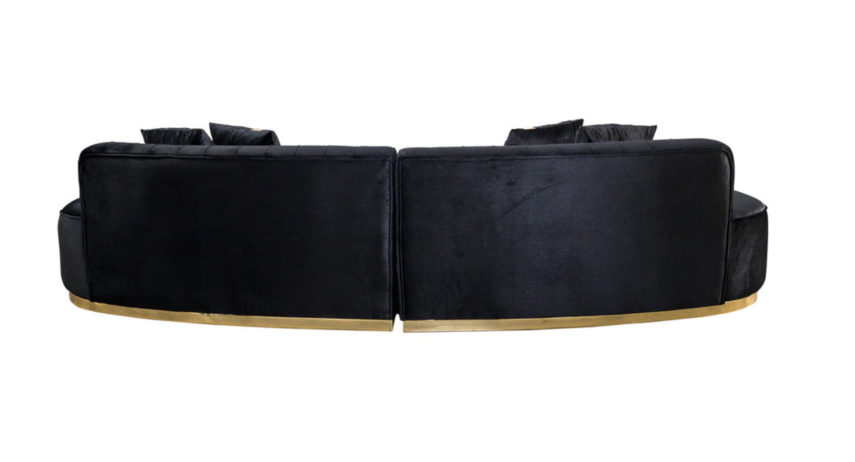 ANGELICA Black Velvet 130" Wide Curved Sectional