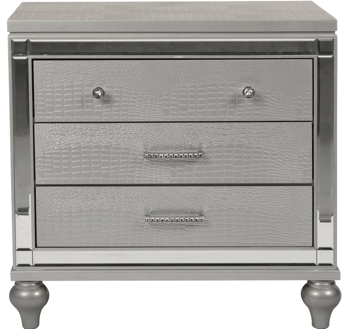 STRADA Silver Alligator Texture 31" Wide Nightstand