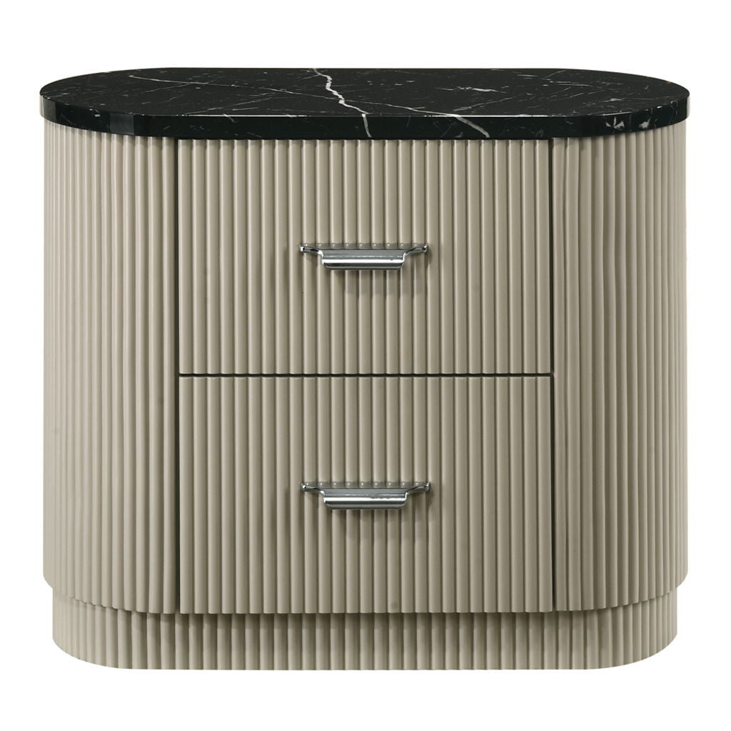 Travonte - Nightstand - Gray / Beige