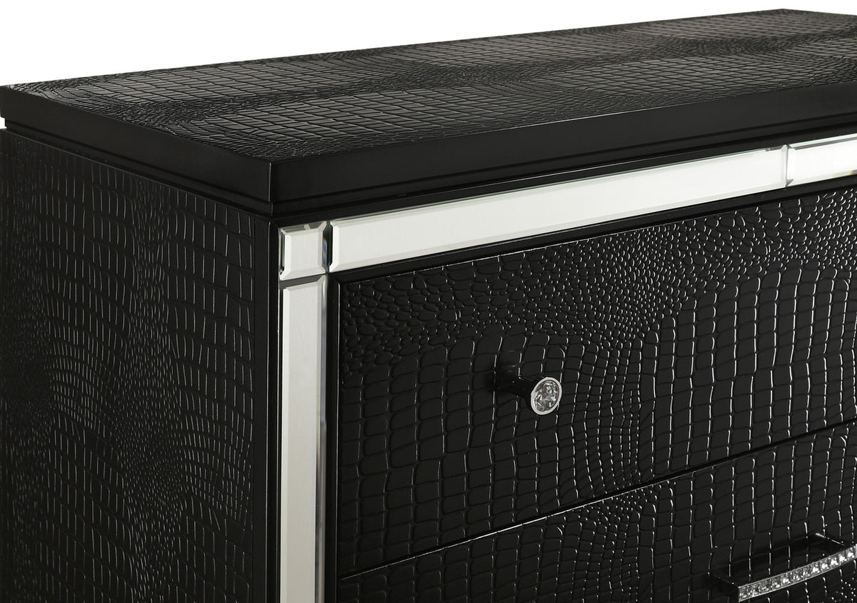 STRADA Black Alligator Texture 39" Wide Chest