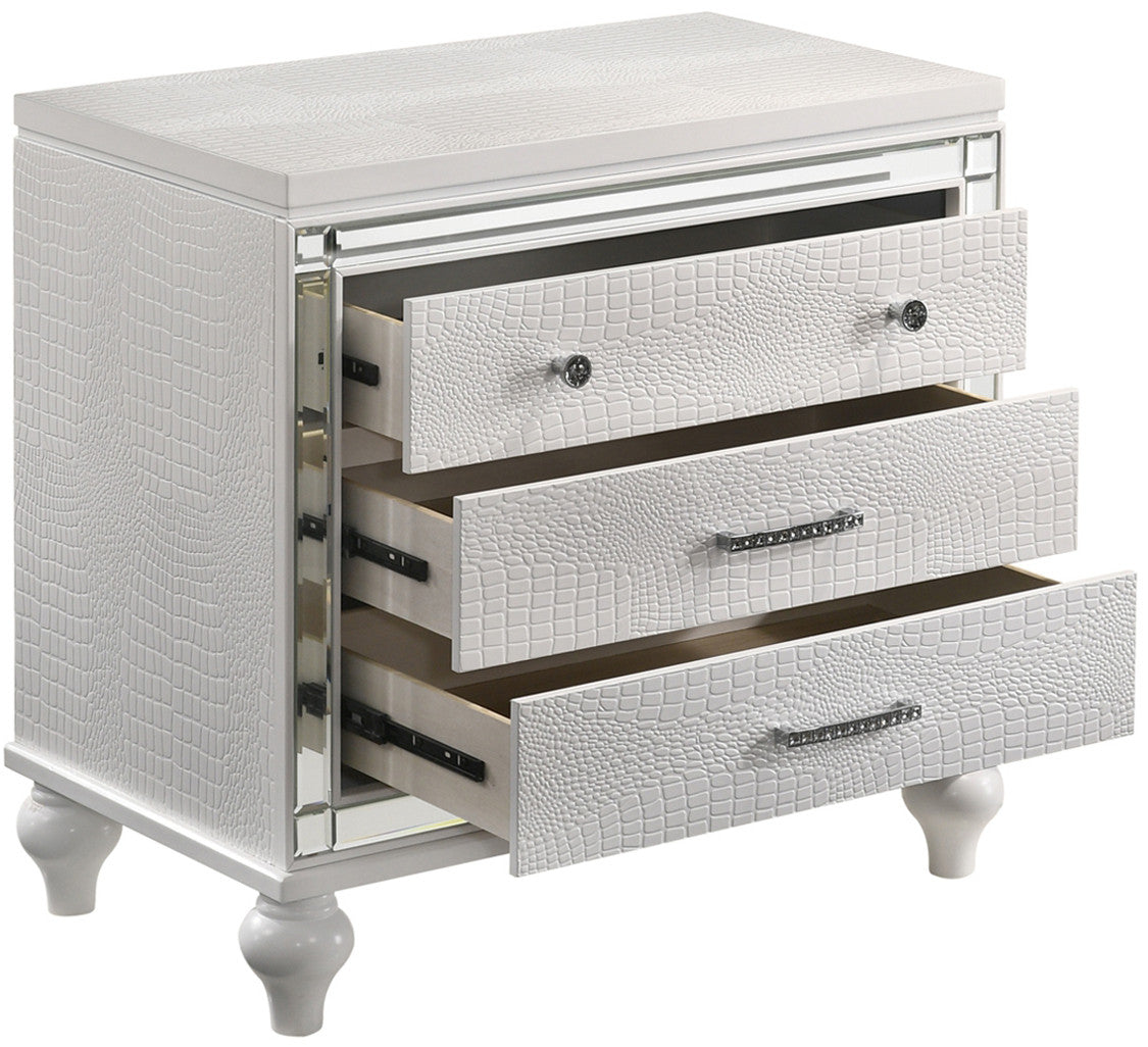 STRADA White Alligator Texture 31" Wide Nightstand