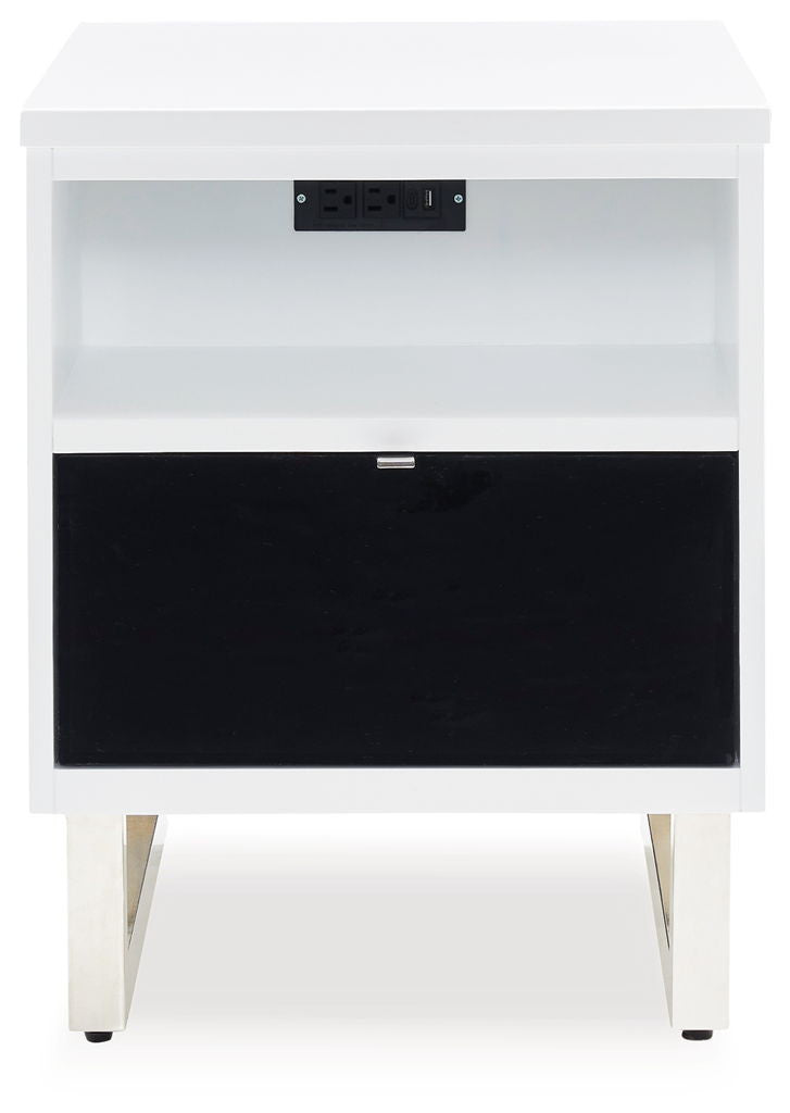 Gardoni - Chair Side End Table - White / Black
