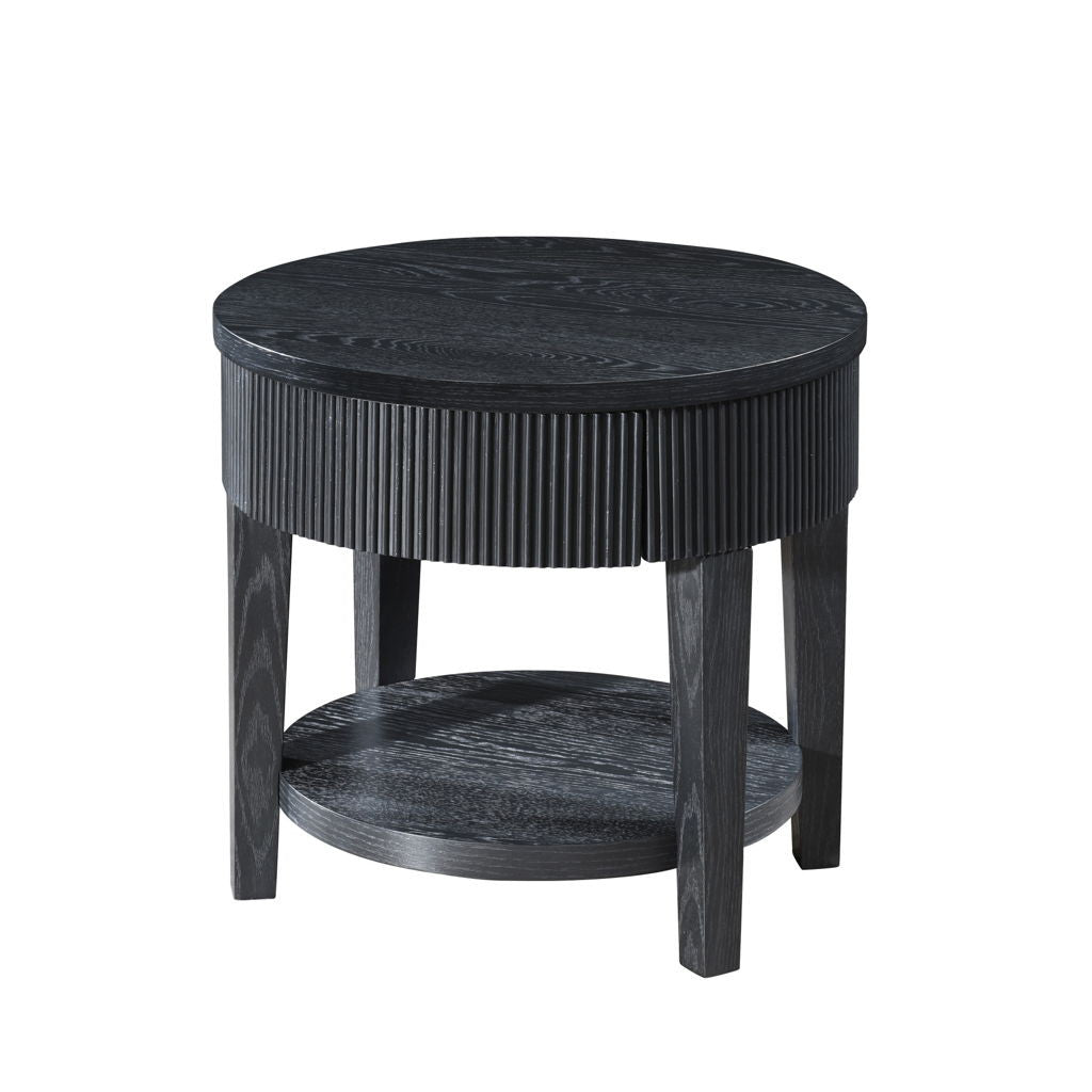 Tate - Round One Drawer End Table - Black