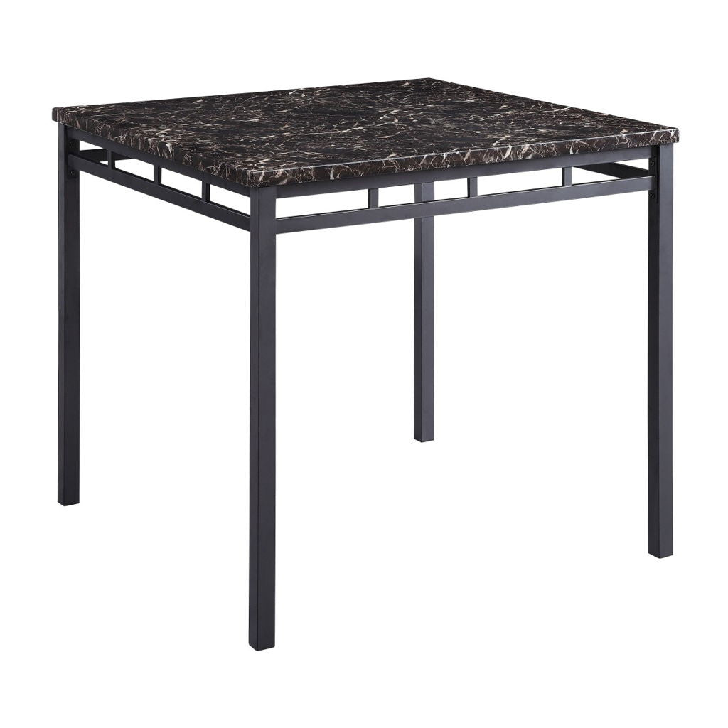 Olney - 5 Piece Counter Height Set With Faux Marble Top - Black / Dark Brown