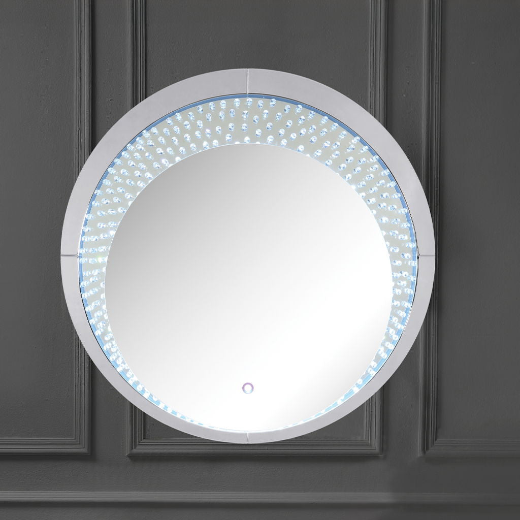 Nysa - 39" Accent Mirror With LED - Mirrored & Faux Crystals