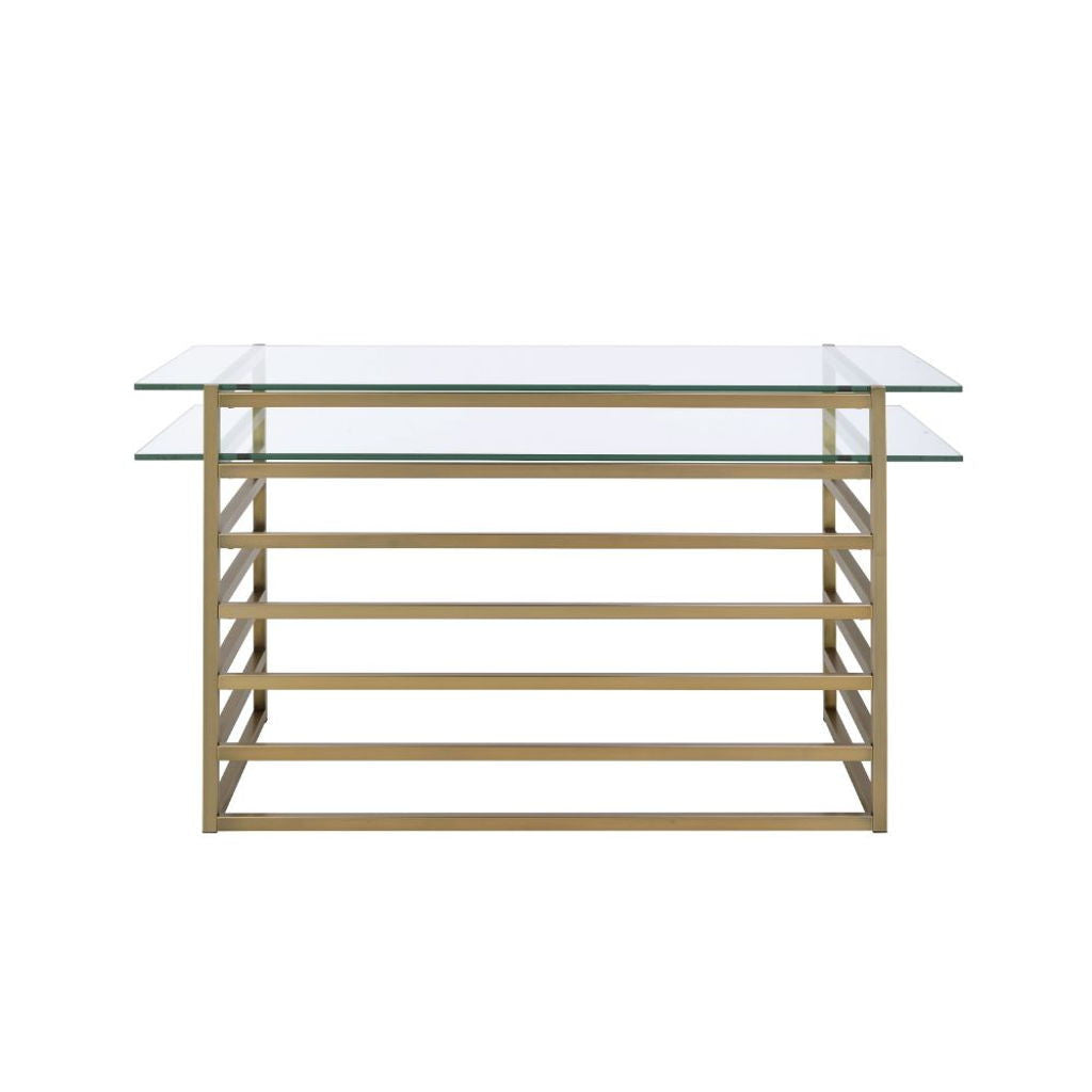 Shona - Writing Desk - Clear Glass Top & Antique Gold