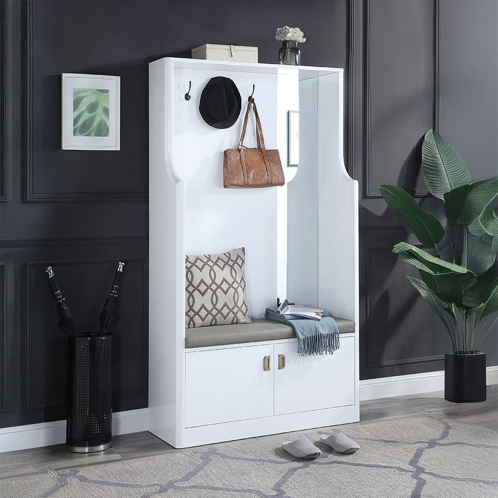Buck II - Hall Tree - White High Gloss