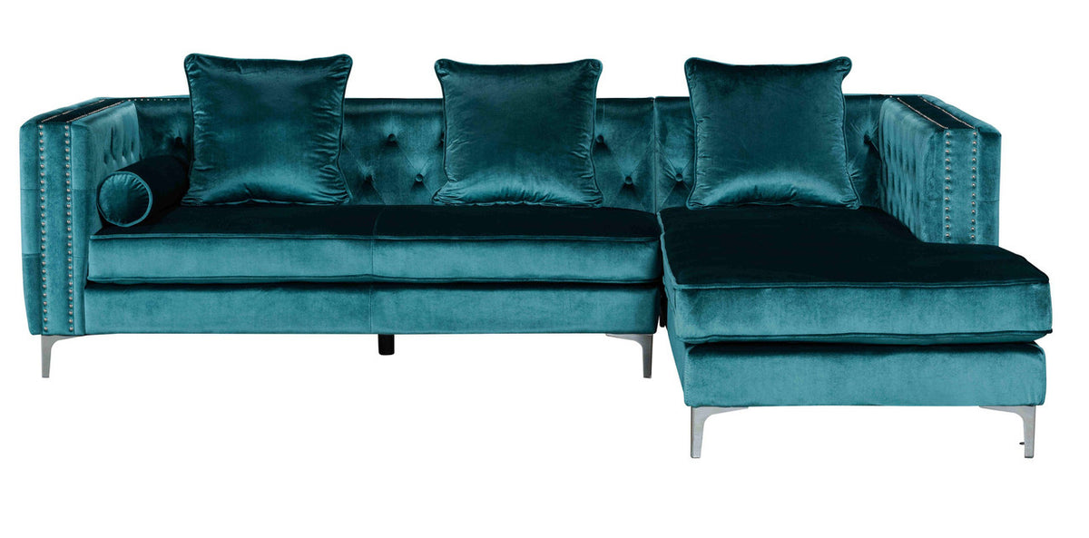 ARIAN Teal 106" Wide Velvet Sectional