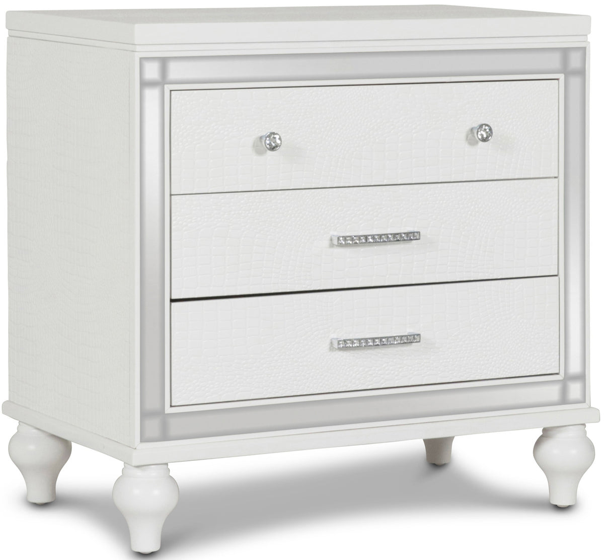 STRADA White Alligator Texture 31" Wide Nightstand
