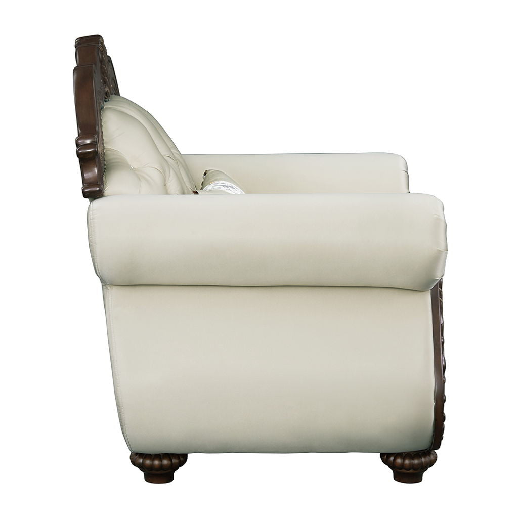 Pierce - Chair With Pillow - Beige Fabric & Cherry