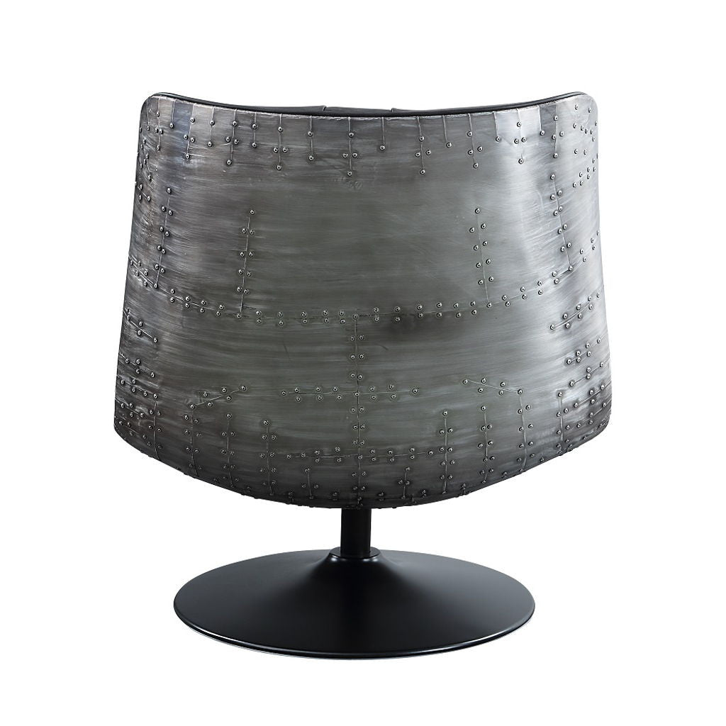 Piotr - Accent Chair With Swivel - Black Top Grain Leather