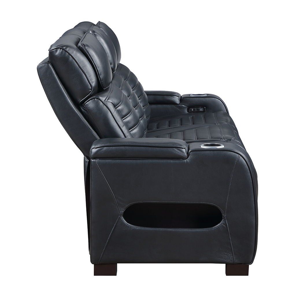 Ephron - Power Motion Sofa With Dropdown Table, Wireless Charging, Reading Light, Power Headrests & LED - Black