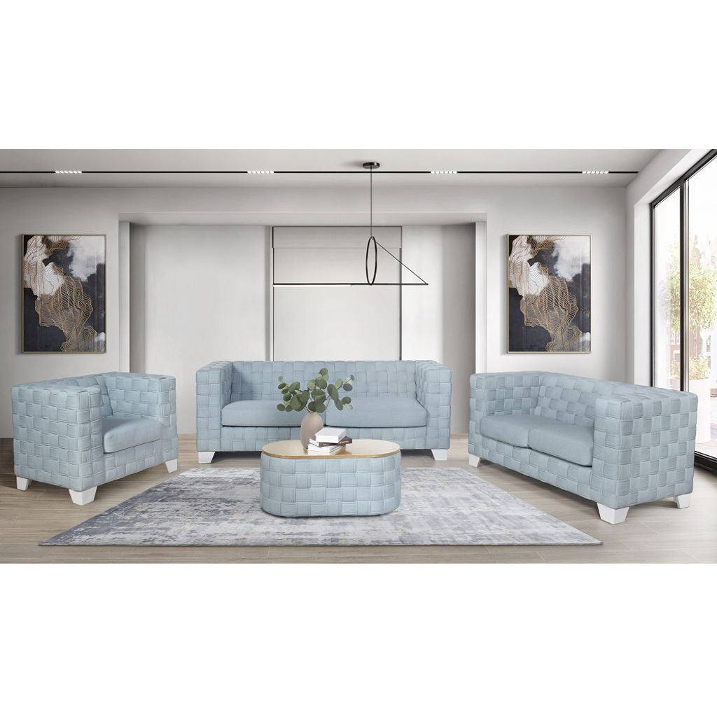 Saree - Sofa - Light Teal Chenille & White