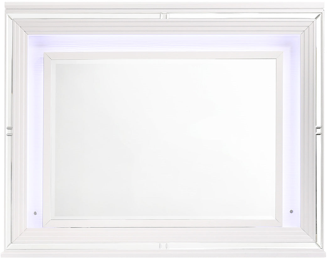 LEACREST White 67" x 80" Height Dresser & Mirror with LED's