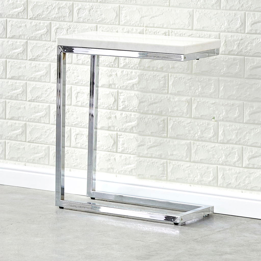 Echo - Marble Top Chairside Table - White