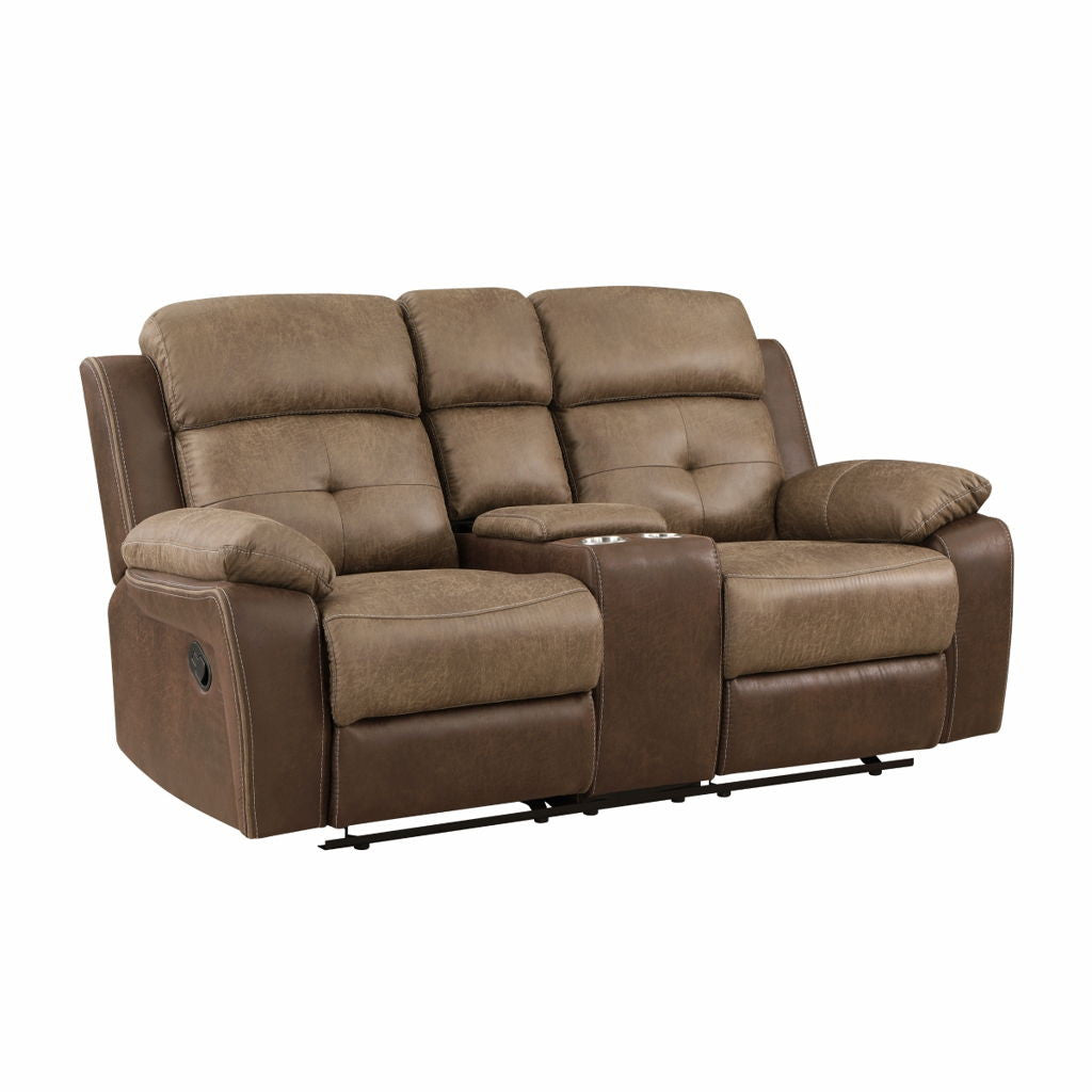 Glendale - Double Glider Reclining Loveseat With Center Console - Brown