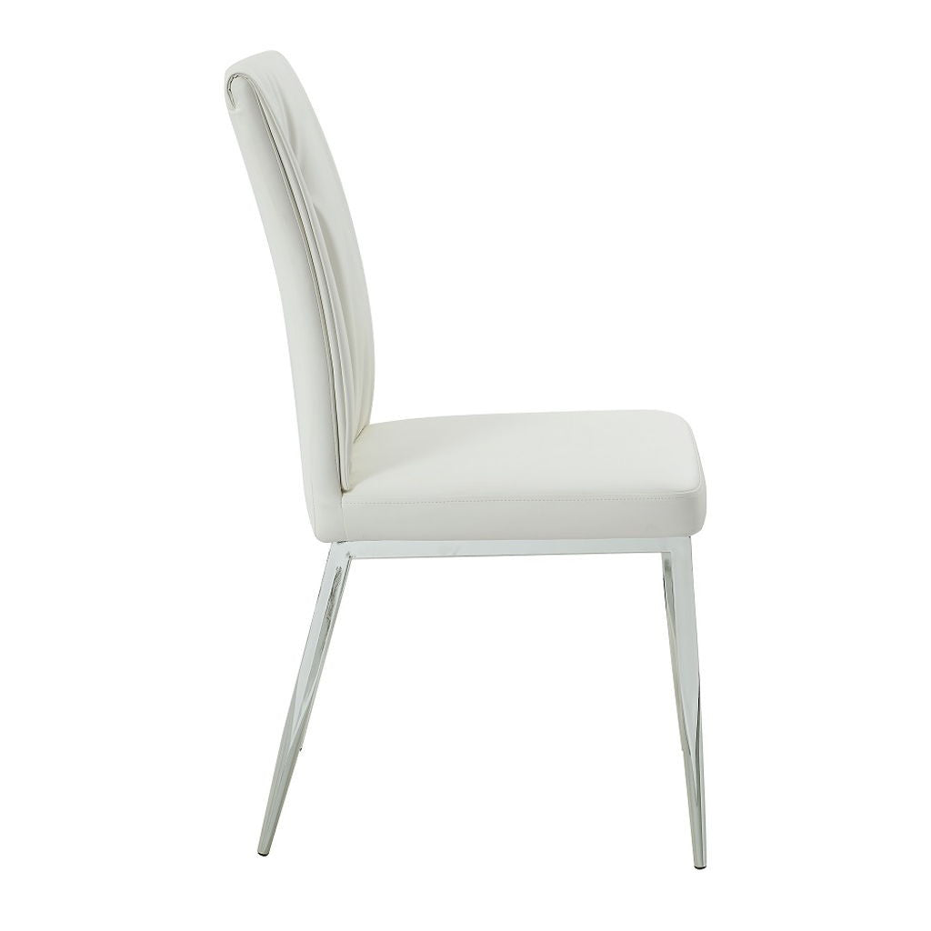 Kamaile - Side Chair (Set of 2) - Beige Synthetic Leather & Chrome