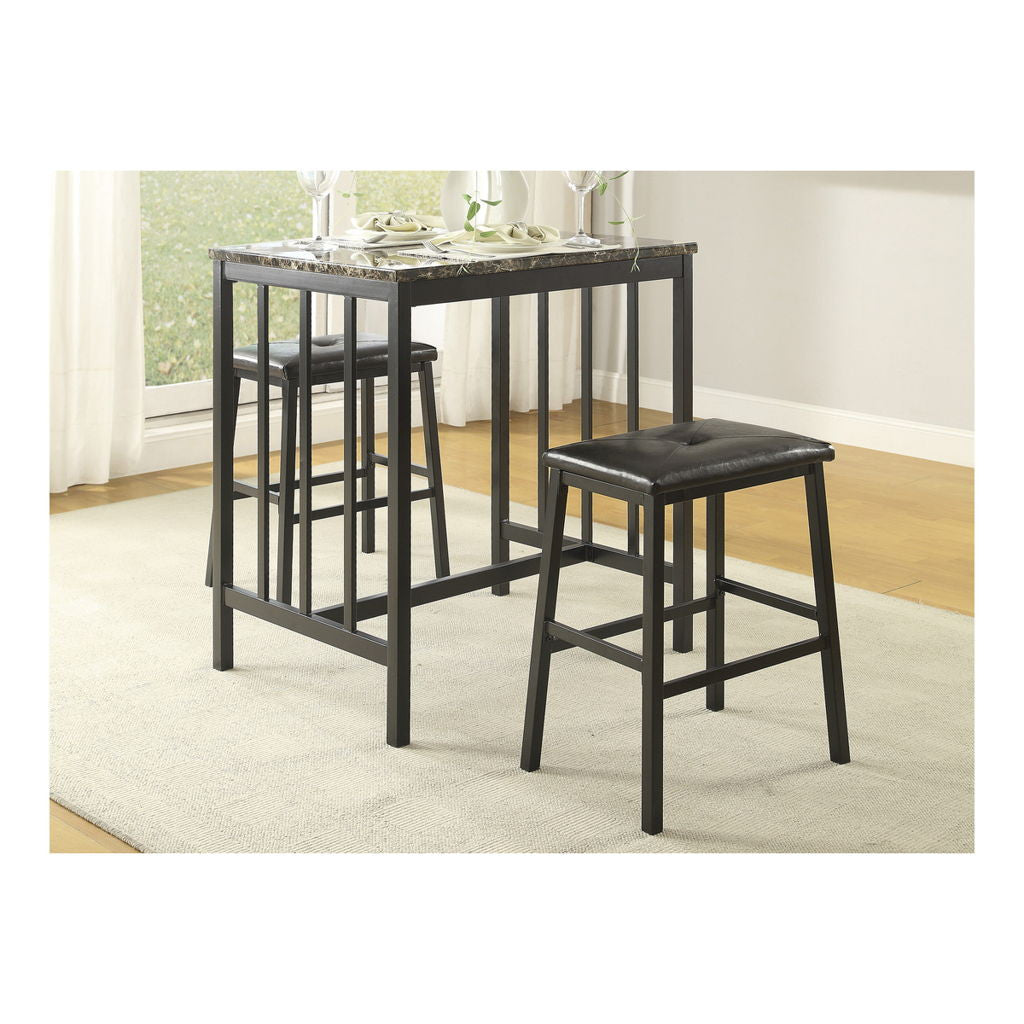 Edgar - 3 Piece Counter Height Set - Black / Brown