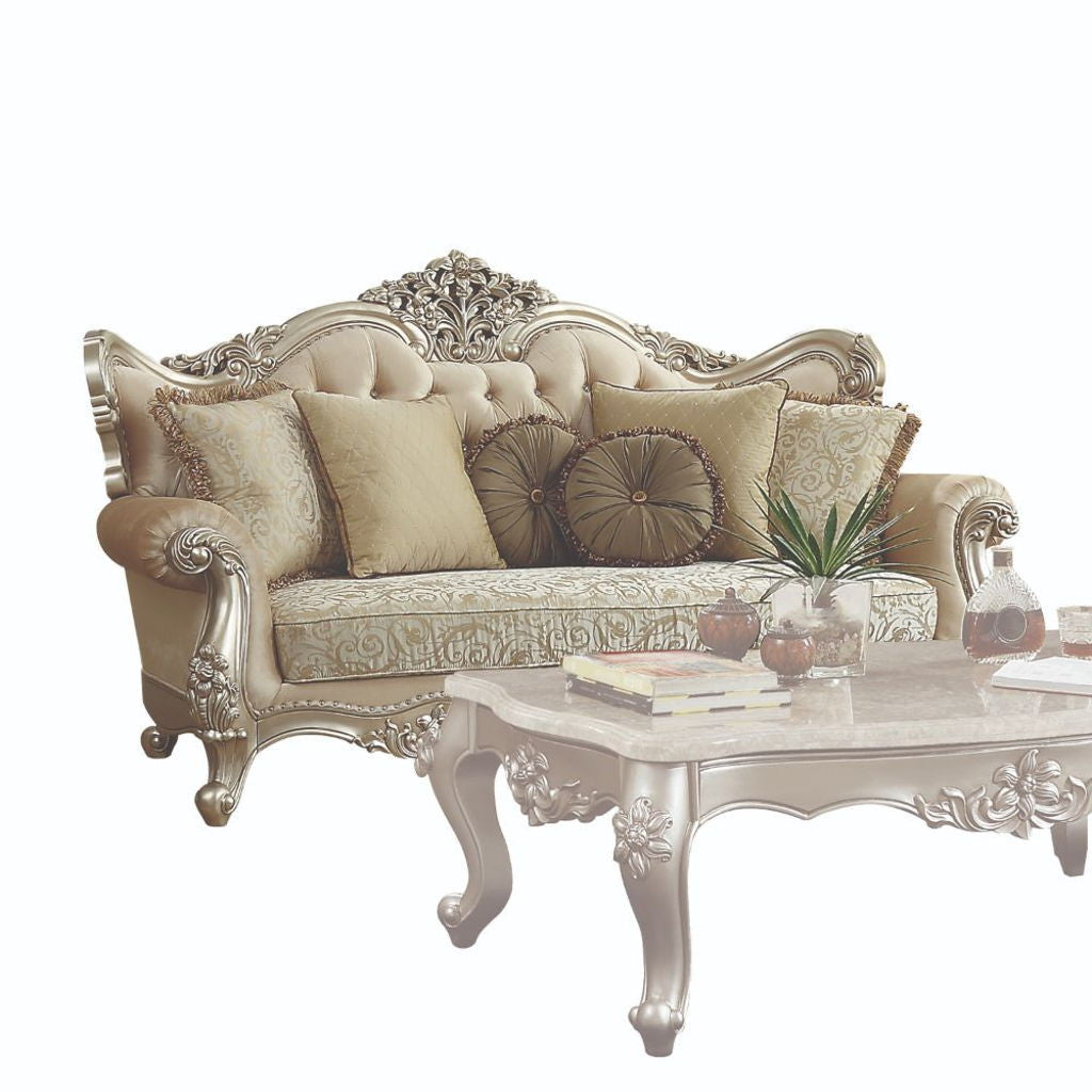 Bently - Sofa With 7 Pillows (Same Lv01579) - Fabric & Champagne