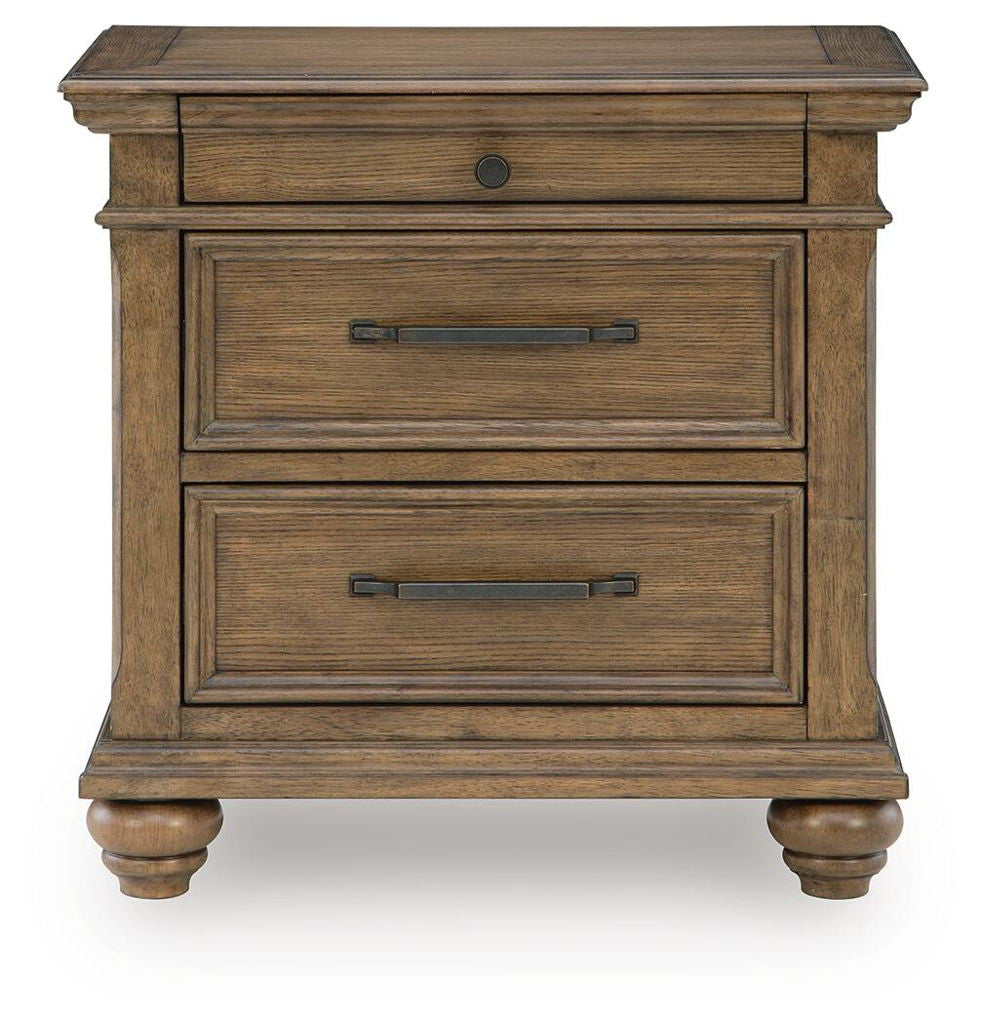 Karallin - Three Drawer Night Stand - Medium Brown