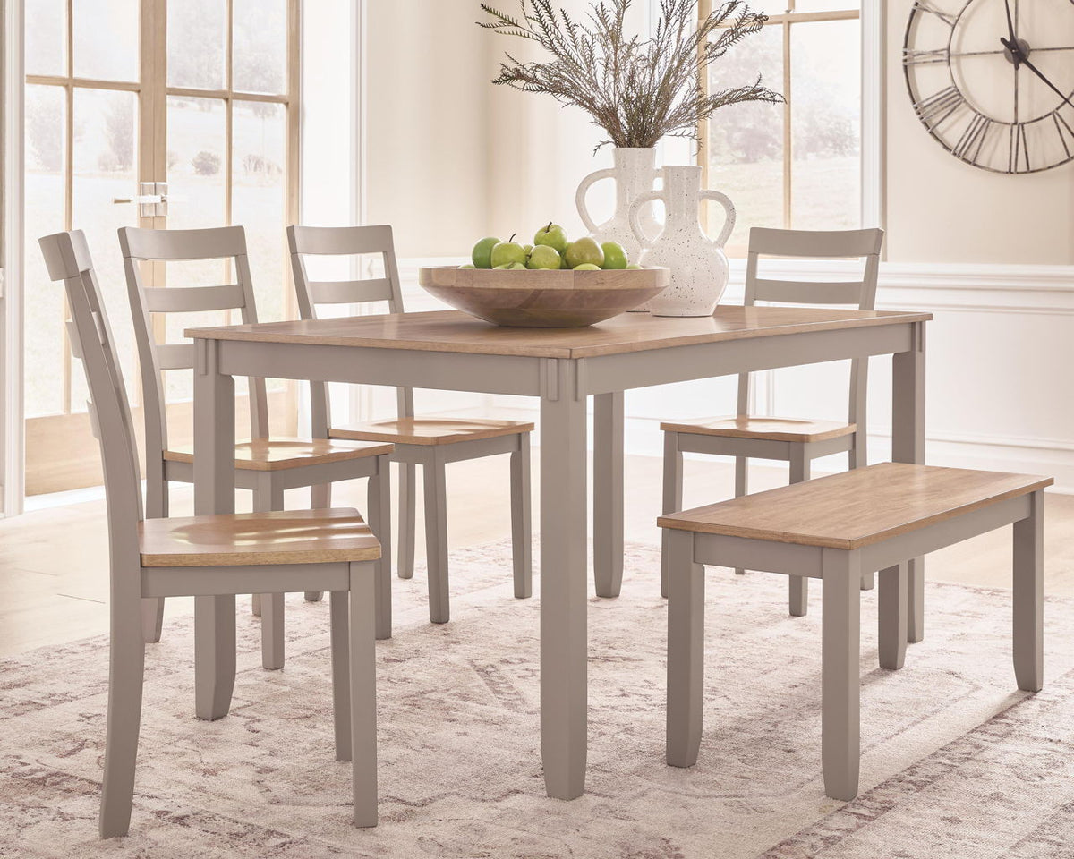 Harperfeld - Dining Room Table Set (Set of 6) - Natural / Gray