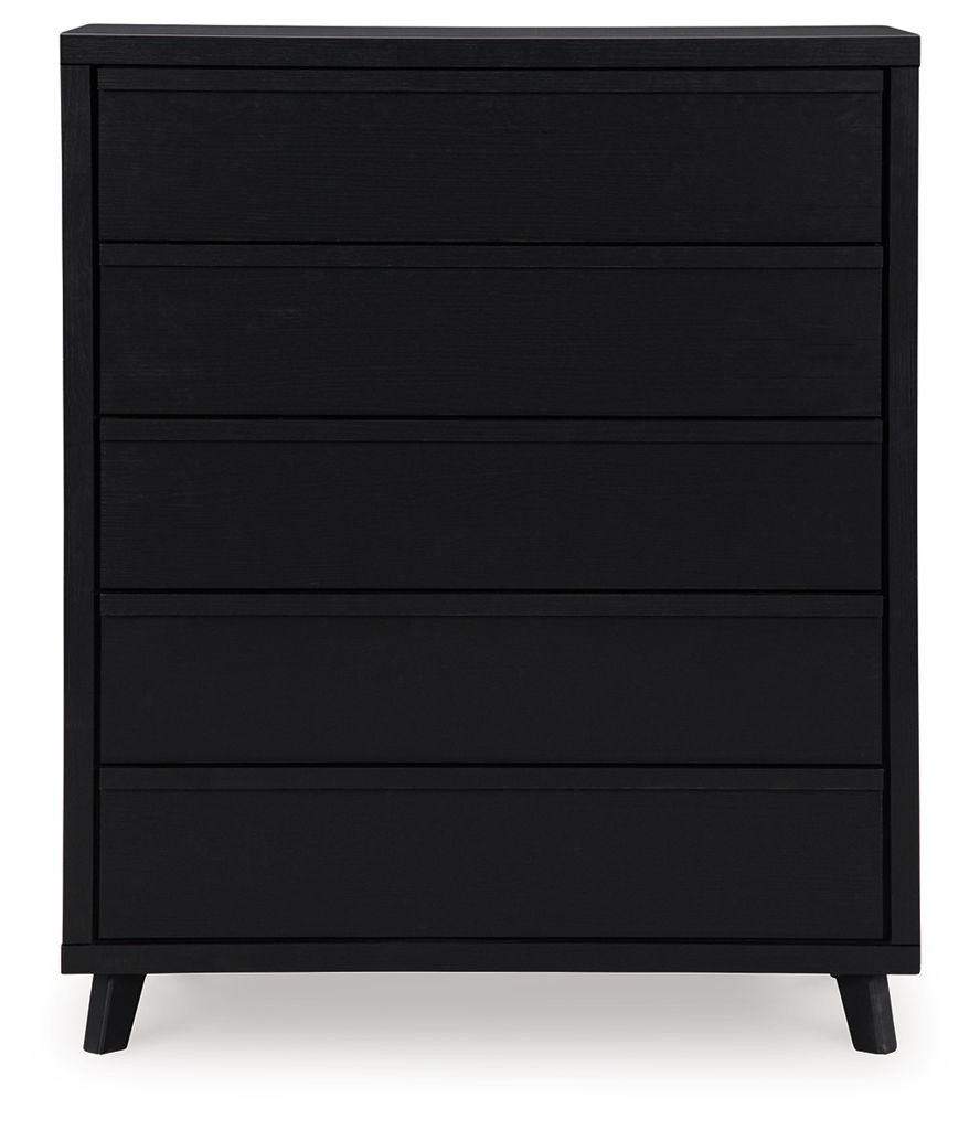 Danziar - Five Drawer Wide Chest - Black